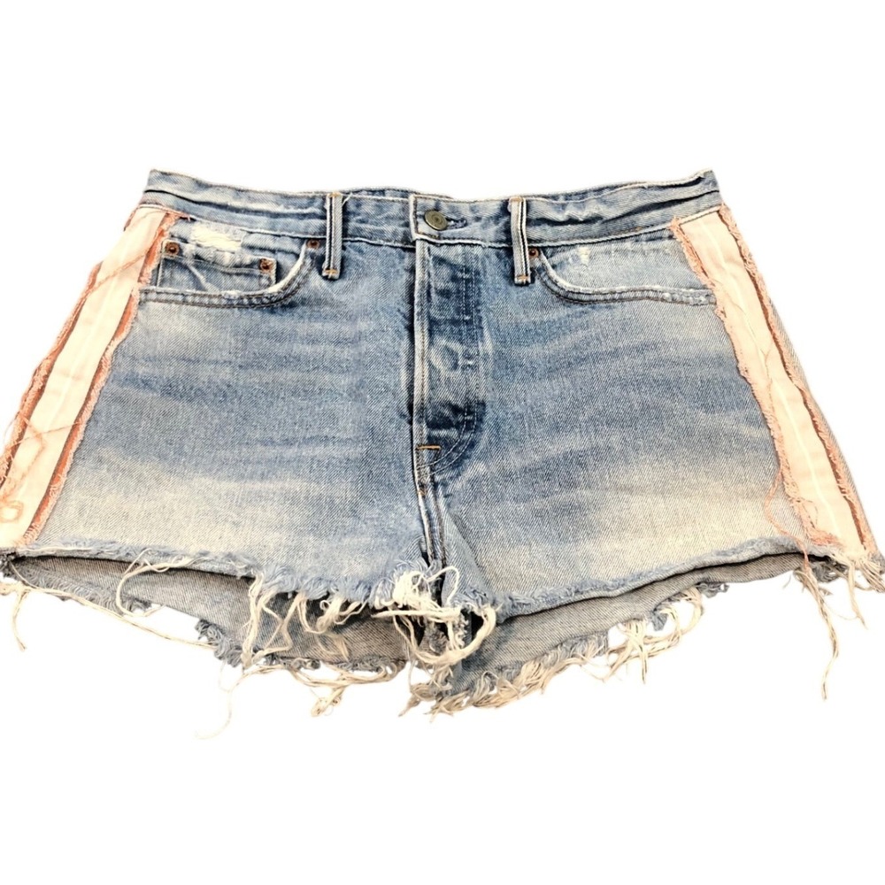 GRLFRNDโ Cindy Denim Shorts Womens 29 Blue Pink Side Stripe High Rise Cut Off